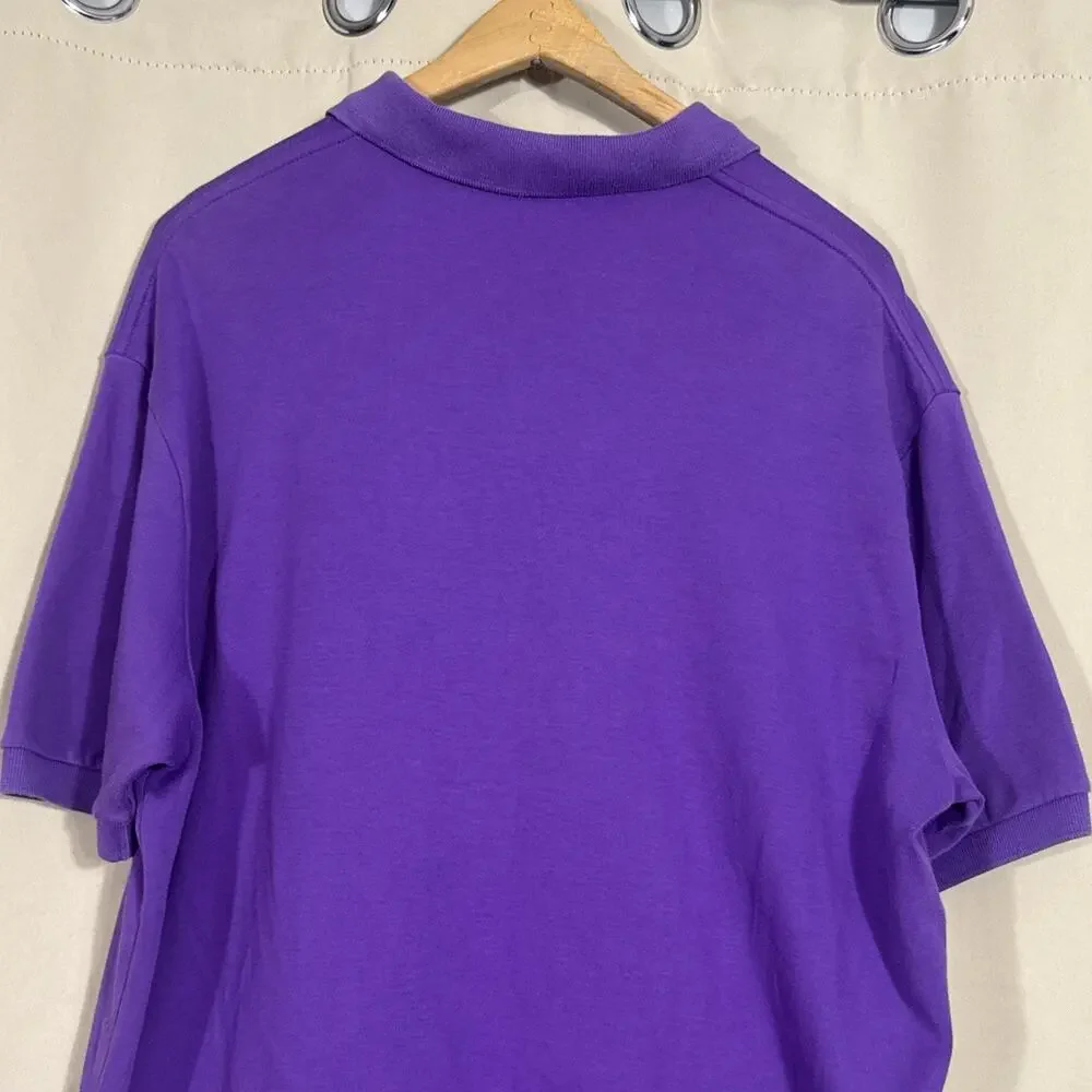 Polo Ralph Lauren Mens L Purple Polo Shirt Yellow Pony Cotton Preppy Heritage